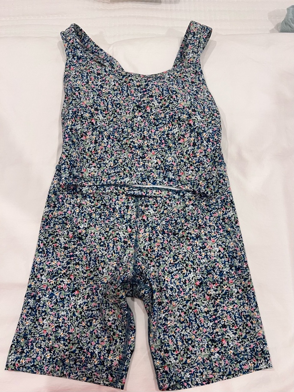 Women’s Floral Athletic Biker Shorts and Tank Top Set